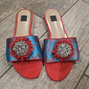 White House Black Market Liv Elegant Embellished Women's Slide Sandals 6